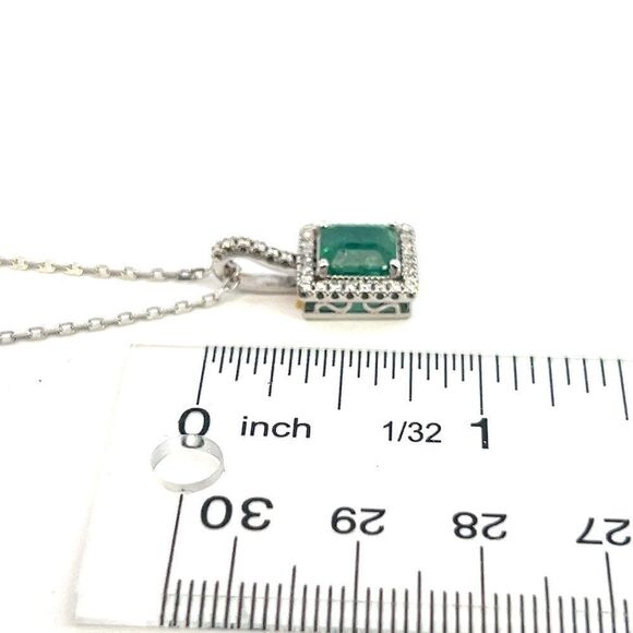 Natural Emerald Diamond Necklace 18" 14k WG 2 TCW Certified $4,950 309026 - Picture 10 of 11